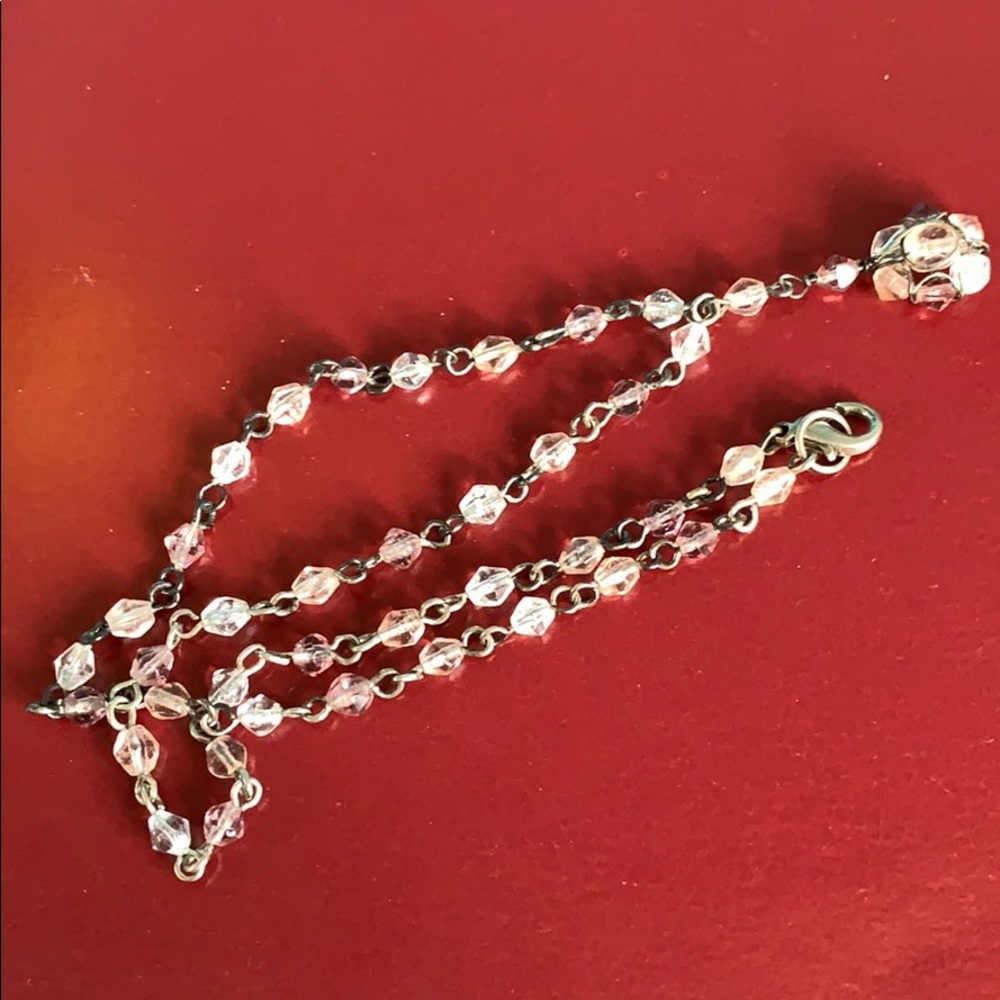 Necklace light pink see through beaded in chain - Picture 12 of 12